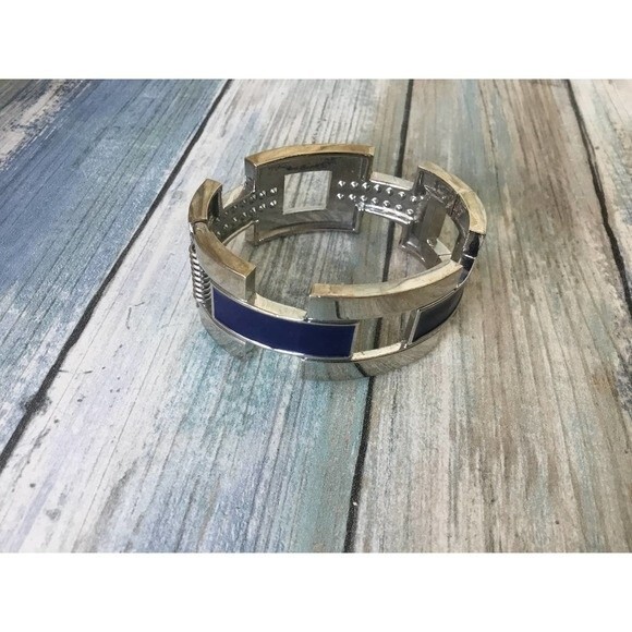 Silver and Blue Hinged Cuff Bracelet - Picture 3 of 3